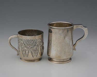 Lot 178 - Two hallmarked silver mugs, to include a...