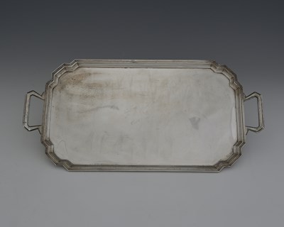 Lot 294 - A George VI silver rectangular two-handled...