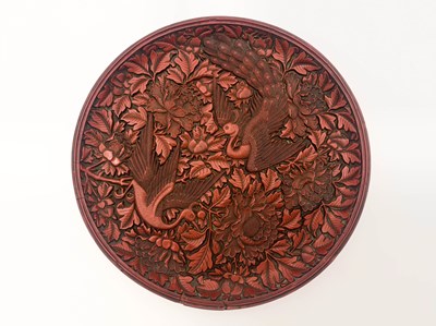 Lot 624 - A Cinnabar carved lacquer circular charger,...
