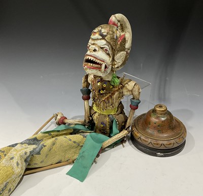 Lot 72 - A painted white demon Balinese puppet, 30cm...