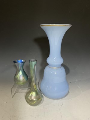 Lot 161 - Two Okra irridescent glass vases, 10 and 18cm...