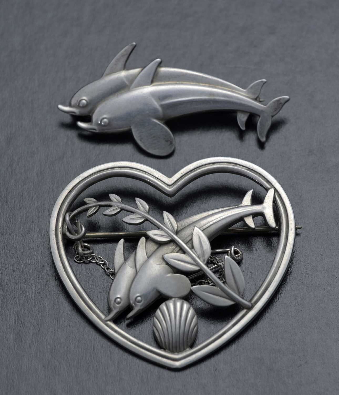 Lot 90 - Georg Jensen, two silver brooches