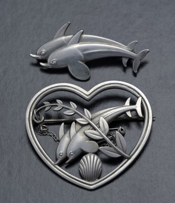 Lot 90 - Georg Jensen, two silver brooches