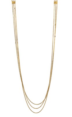 Lot 190 - A high carat gold three-row chain necklace
