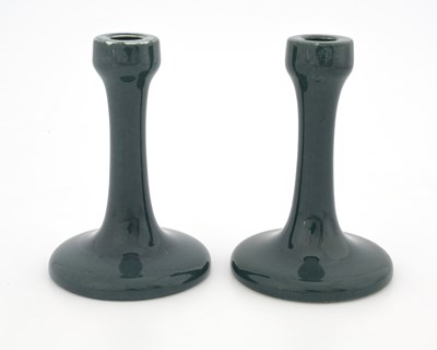 Lot 656 - Ruskin Pottery, a pair of Souffle glazed...