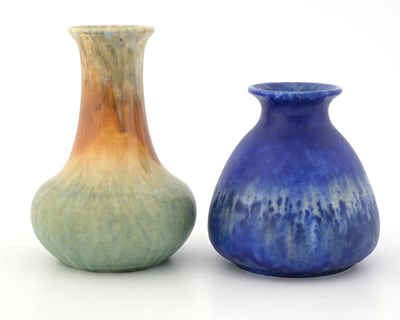 Lot 571 - Ruskin Pottery, two Crystalline Glaze vases,...