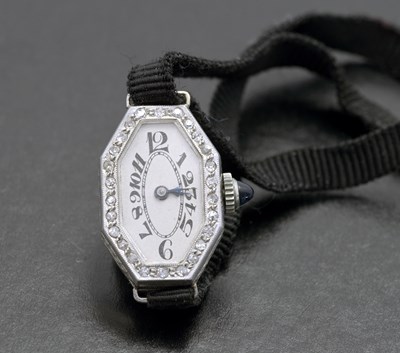 Lot 103 - An Art Deco platinum and diamond cocktail watch