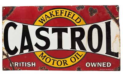 Lot 322 - A 'Castrol Motor Oil' metal enamel sign, red...