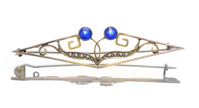 Lot 11 - An Edwardian 9ct gold bar brooch, lozenge form,...
