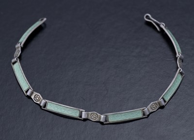 Lot 91 - A Norwegian silver and enamelled line bracelet,...