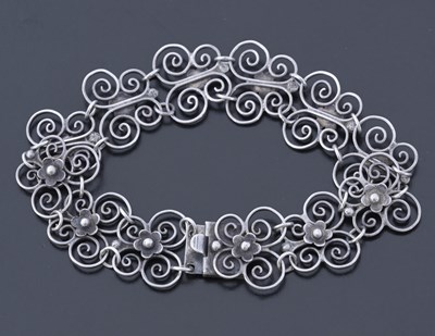 Lot 67 - An Austrian Secessionist silver bracelet, each...