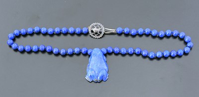 Lot 94 - A Native American lapis bead necklace with...