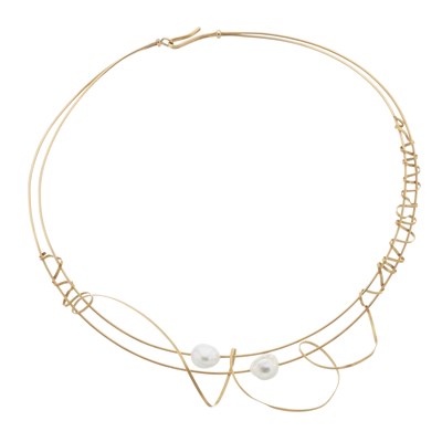 Lot 101 - A high carat gold baroque pearl choker necklace