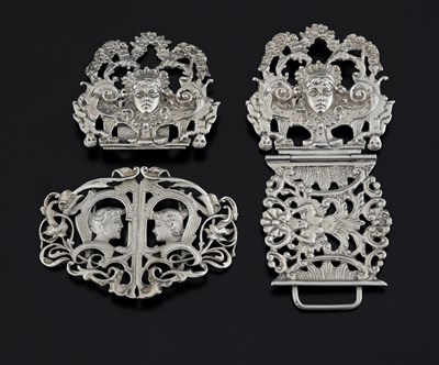 Lot 326 - Two hallmarked cast silver buckles, to include...