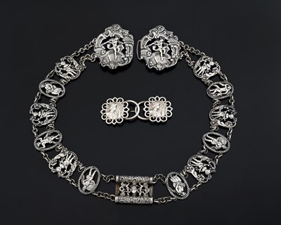 Lot 350 - A Victorian cast silver belt, by Samuel Jacob,...