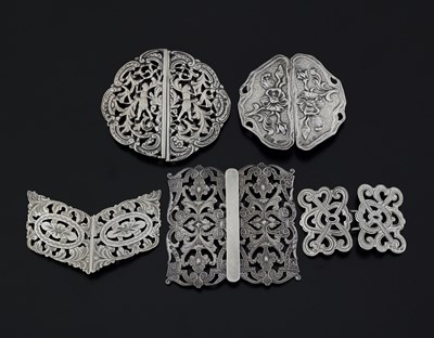 Lot 330 - A group of hallmarked silver buckles, late...