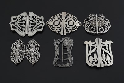 Lot 331 - A group of hallmarked silver buckles, late...