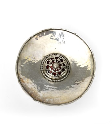 Lot 516 - A small Omar Ramsden silver and enamel dish,...