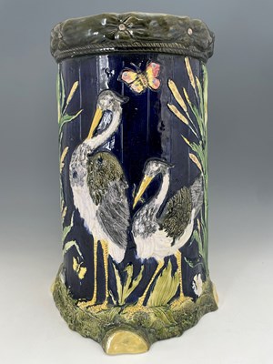 Lot 550 - A Fieldings majolica garden seat, circa 1880,...