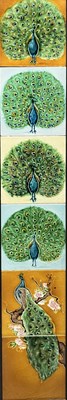 Lot 40 - Maw and Co., four Arts and Crafts peacock...