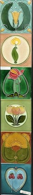 Lot 59 - Six various dust pressed Art Nouveau tiles,...