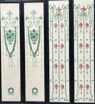 Lot 216 - Minton, two five tile panels in the Garland...
