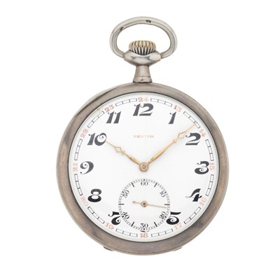 Lot 272 - Zenith, a white metal open face pocket watch
