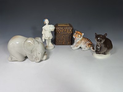 Lot 71 - Four Russian ceramic figurines: tiger,...