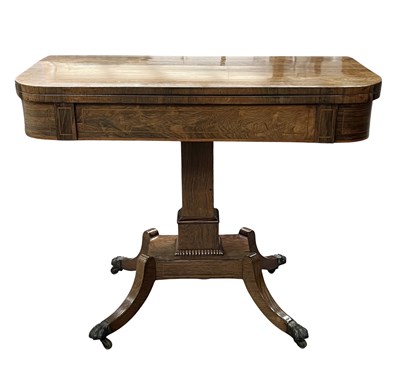 Lot 361 - A regency rosewood foldover card table,...
