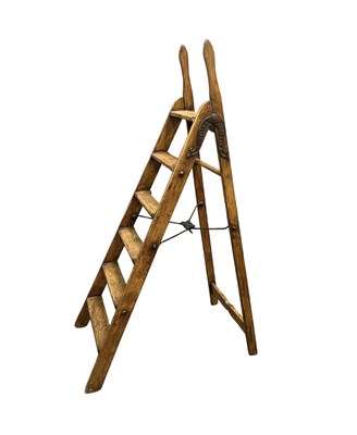 Lot 351 - An antique pair of steps, made of pine, the...
