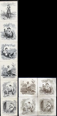 Lot 270 - Minton, Pastoral series tiles, two part sets...