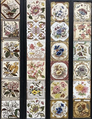 Lot 109 - A collection of Victorian floral printed tiles,...