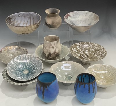 Lot 45 - A collection of porcelain studio pottery bowls...
