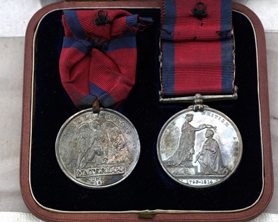 Lot 248 - Waterloo and Peninsular medals and clasps,...
