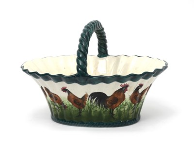 Lot 743 - A Wemyss Pottery Cockerel and Chickens basket,...