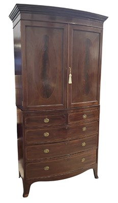 Lot 400 - A Regency mahogany linen press, dentilled...