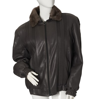 Lot 509 - Zilli, a graphite lambskin leather jacket w/ fur lining and trim.