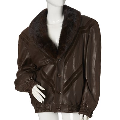 Lot 512 - Zilli, a brown leather jacket w/ cashmere lining and mink fur collar.
