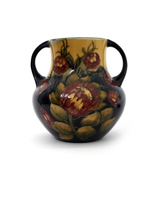 Lot 32 - 'Protea' a rare Moorcroft Pottery twin-handled...