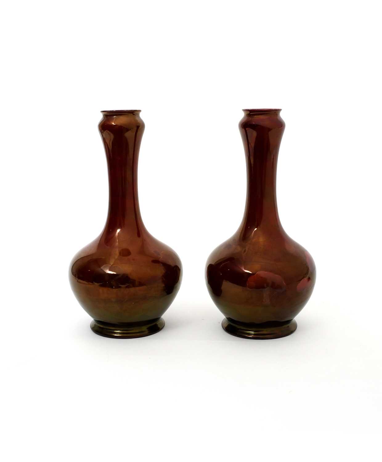 Lot 14 - 'Lustre Hazledene' a rare pair of Moorcroft...