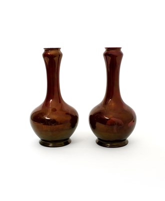 Lot 14 - 'Lustre Hazledene' a rare pair of Moorcroft...