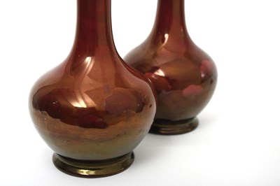 Lot 14 - 'Lustre Hazledene' a rare pair of Moorcroft...