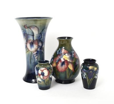 Lot 28 - 'Frilled and Slipper Orchids' a tall Moorcroft...