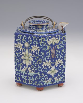 Lot 442 - A Chinese two part hexagonal teapot, Daoguang...