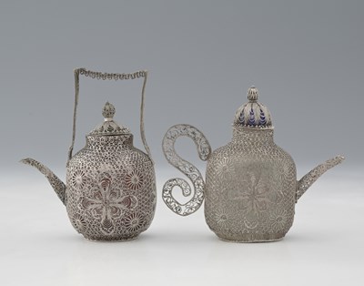 Lot 480 - Two Chinese novelty silver filigree cased...