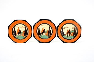 Lot 95 - 'Orange Trees and House' three Clarice Cliff...