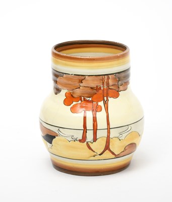 Lot 97 - 'Coral Firs' a Clarice Cliff Bizarre vase,...