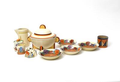 Lot 755 - 'Gay Day' four Clarice Cliff Bizarre dessert...