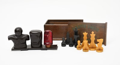 Lot 194 - An Art Deco Silette catalin bakelite chess set...
