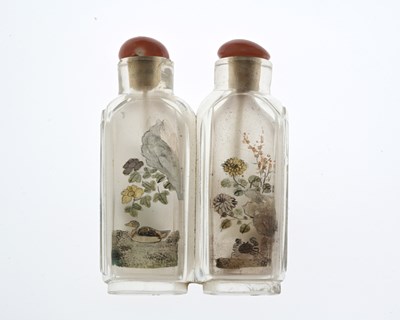 Lot 444 - A Chinese inside painted double snuff bottle,...